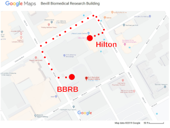 Direction from Hilton to BBRB